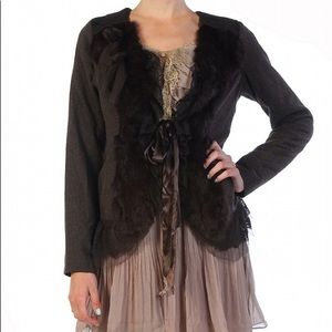 NWT ryu flirty jacket, lace, rabbit fur trim